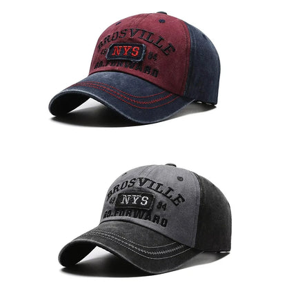 Men’s Casual Washed Baseball Cap – Embroidered Curved Brim Sun Hat