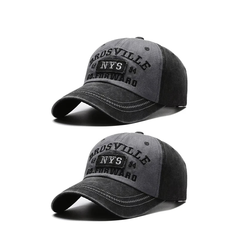 Men’s Casual Washed Baseball Cap – Embroidered Curved Brim Sun Hat
