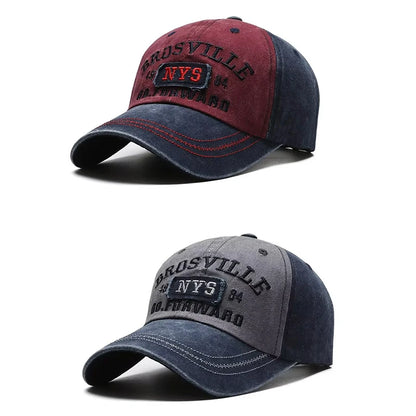 Men’s Casual Washed Baseball Cap – Embroidered Curved Brim Sun Hat
