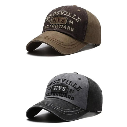Men’s Casual Washed Baseball Cap – Embroidered Curved Brim Sun Hat