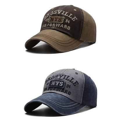 Men’s Casual Washed Baseball Cap – Embroidered Curved Brim Sun Hat